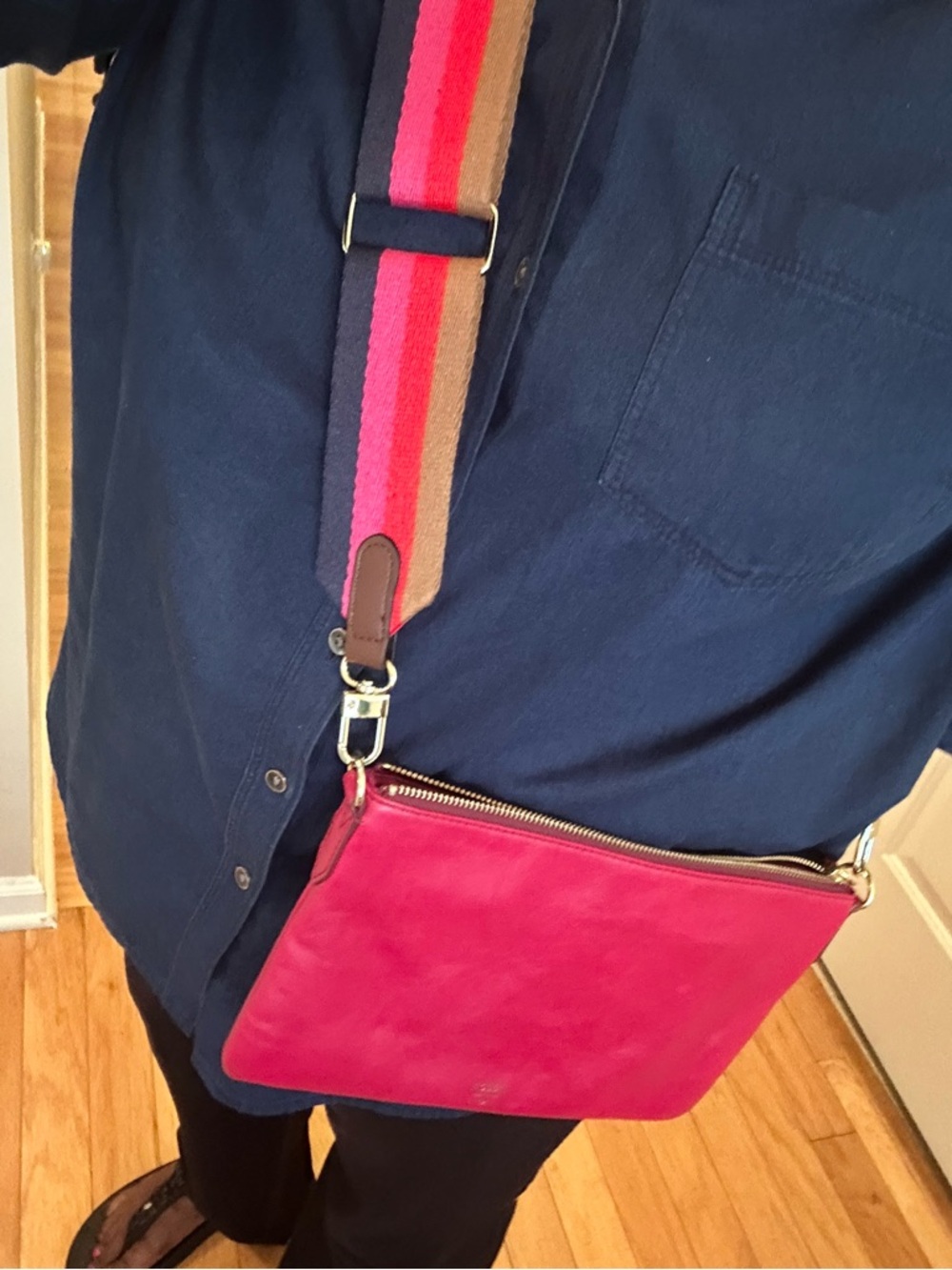 Fossil Sydney Top Zip Leather Crossbody in Orchid - Picture 9 of 10